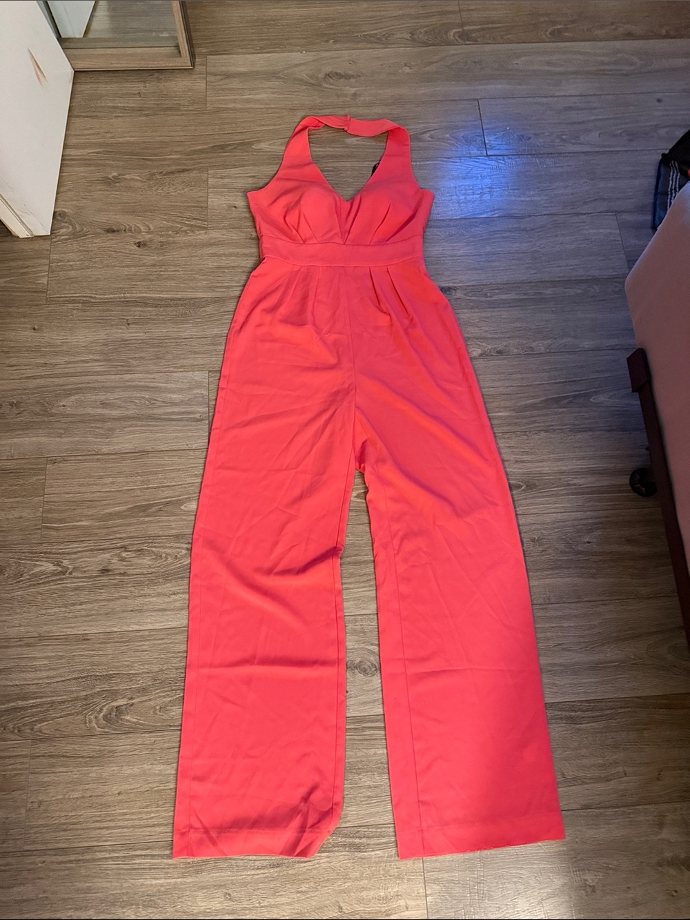 Laundry by Shelli Segal Sleeveless Coral Halter Jumpsuit